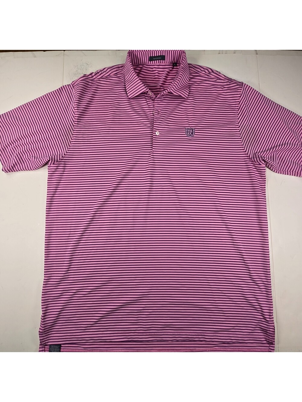 Turtleson Polo Shirt Men XL Pink Purple Striped Performance Golf w/ Logo
